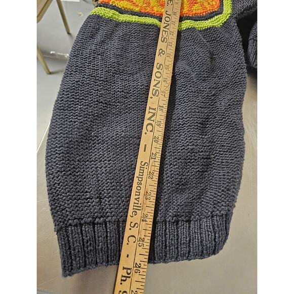 Vtg Tarazzia 80s 3D Knit Sweater FairIsle Women L PomPom Rainbow Artsy Whimsical - Picture 6 of 8